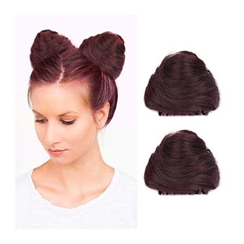 Brötchen Haarteil 2 Stück Donut-Chignon-Kunsthaarteile, Dutt-Verlängerung, Mini-Klauen-Clip in unordentlicher Haar-Dutt-Verlängerung, Perücke, Zubehör for Frauen und Mädchen, Katzenohren-Haar Brötchen von GRFIT