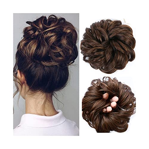 Bun Haarteil 1 Stück zerzauste Hochsteckfrisur, Haargummi, synthetischer, unordentlicher Haarknoten, Haarverlängerung, dicker, gewellter Pferdeschwanz, Chignon-Haarteile for Frauen und Mädchen Haartei von GRFIT