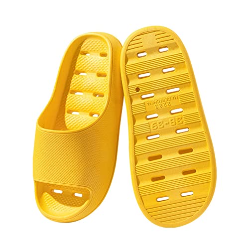 Dusch und Badeschuhe Mode Persönlichkeit Hausschuhe Weibliche Sommer Indoor Home Badezimmer Baden Atmungsaktive Männer Dicken Boden Paar Zuhause Sommer Slide (Color : Geel, Size : 36-37) von GRFIT