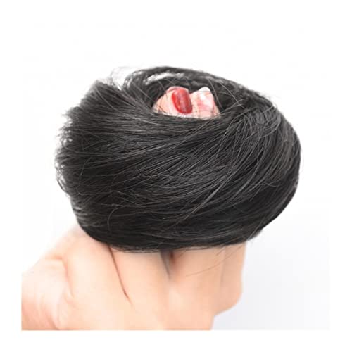 Haarteil Haargummi 1 Stück Haarteile, künstliches Haar mit elastischen Bändern, Donut-Chignon, synthetische Haarknoten for Frauen, glattes Haar, Haargummi, Chignon, Pferdeschwanz Haarverlängerung (Co von GRFIT