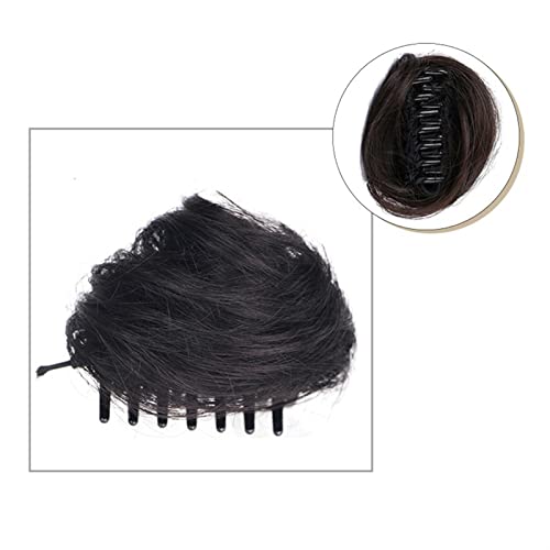 Haarteil Haargummi Clip-In-Pferdeschwanz-Haarteil, Haargummi for Frauen, Non-Remy-Haarklammer, unordentlicher Dutt-Haarteil, lockiges Chignon-Haarknoten-Extensions, brasilianisches Echthaar Haarverlän von GRFIT