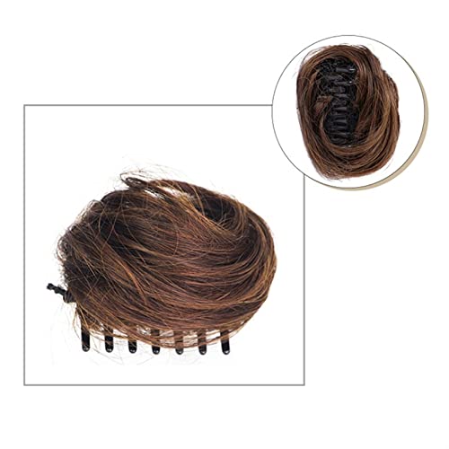 Haarteil Haargummi Clip-In-Pferdeschwanz-Haarteil, Haargummi for Frauen, Non-Remy-Haarklammer, unordentlicher Dutt-Haarteil, lockiges Chignon-Haarknoten-Extensions, brasilianisches Echthaar Haarverlän von GRFIT