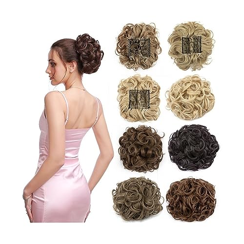 Haarteil Haargummi Synthetic Dish Hair Bun, Comb Clip In Hair Extension Messy Wave Curly Chignon Hair Pieces Updo Curly Ponytails Extension Hairpiece for Women Haarteil Haargummi Einfach und Praktisch von GRFIT