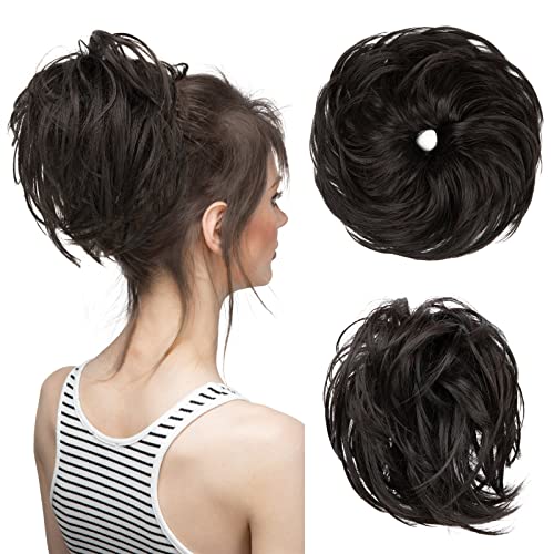 Haarteil Haarverlängerung Synthetisches, elastisches, unordentliches Brötchen, Kunsthaar, Chignon, lockig, Scrunchie, Hochsteckfrisur, Donut-Haarteile, Bänder, Bündel, Schwanz, blondes Haar for Frauen von GRFIT