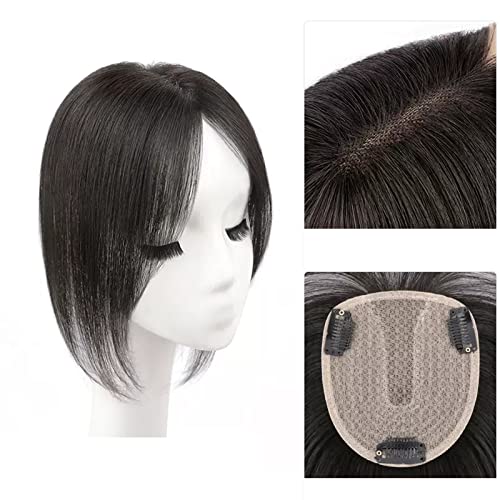 Synthetische Perücke Pony Perücke Stück Voll Echthaar Patch Fluffy Erhöhen Sie das Haarvolumen Flauschige Abdeckung Graues Haar Cosplay Perücke (Color : 07-(10-12)30CM-black) von GRFIT