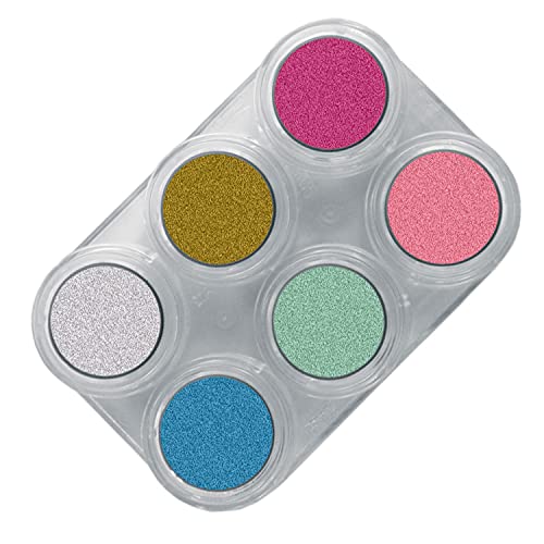 Grimas Profi Schminkpalette Water Make-Up Pearl 6, glänzende Farben 6x2.5ml, hochwertige Glanz-Kinderschminke/Karnevalsschminke auf Wasserbasis von GRIMAS