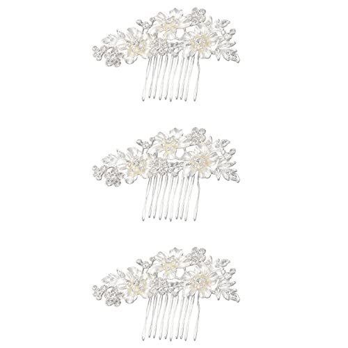 GROCKSTR 3X Hochzeit Braut Haar Kaemme Vintage Nachahmung Kristall Haarnadeln Prom Schmuck Gold Silber Blumenmuster Haarschmuck Zubehoer Pins Frauen von GROCKSTR