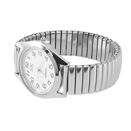 GROCKSTR Große Zahlen Dehnbare Stahl Herren Damen Sport Armbanduhr 3,6 cm, silber, 36mm von GROCKSTR