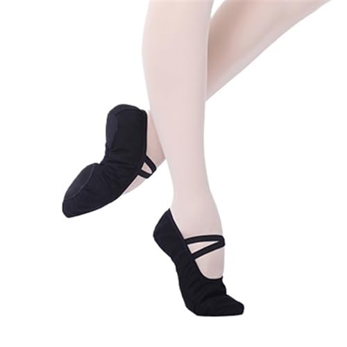 BallettschläPpchen Frauen Ballett Schuhe Leinwand Mädchen Tanz Hausschuhe Split Sohle Gymnastik Yoga Tanzen Schuhe Kinder Erwachsene Ballerina Schuhe Ballett Tanzschuhe FüRs Ballett(Black,32) von GSCLZ