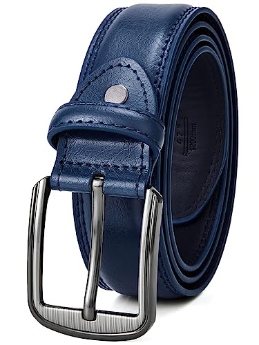 GSG Klassischer Gürtel Herren 37mm Breit Ledergürtel für Business & Formelle Anlässe Jeans Leder Gürtel in Geschenkbox Navy blau 38-42 inch von GSG SINCE 1998