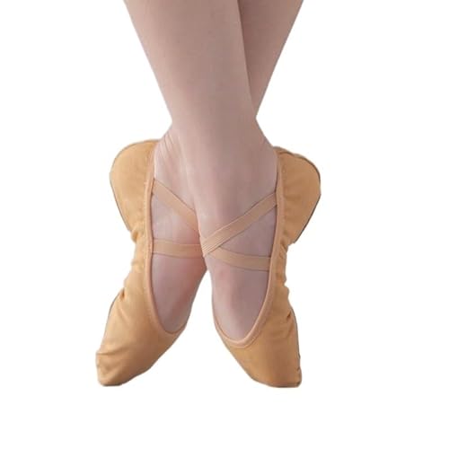 Ballettschuhe Kinder Erwachsene Ballettschuhe Stretchstoff geteilte Sohle Frauen Ballettschuhe Rosa Schwarz Mädchen Tanzschuhe Bequeme Gym Yoga Schuhe, fleischfarben, 44 EU von GSJNHY