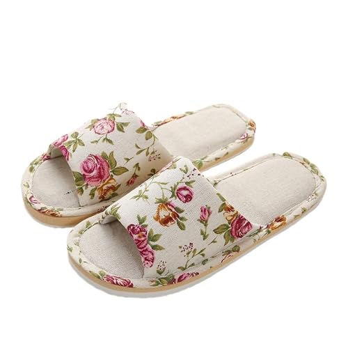 GSJNHY Offene Hausschuhe Herbst frauen Flip-Flops Hause Hausschuhe Nicht-Slip Paar Leinen Boden Schuhe Mann Freizeit Frühling Weichen Schaum Boden(Color:1,Size:44-45) von GSJNHY