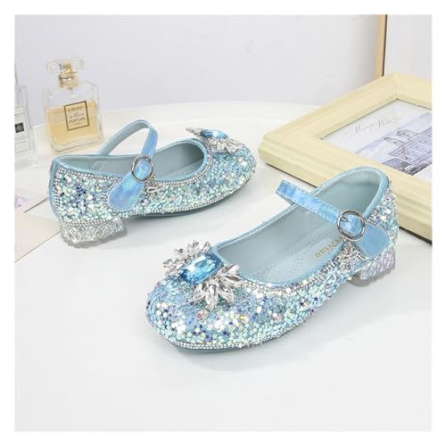 Glitzer Kinder Tanzschuhe Kinder Prinzessin Schuhe Luxus Strass Party Hochzeit Schuhe for Mädchen Weiche Glitter Pailletten High Heels Kinder Leder Schuh(Color:Blue,Size:32) von GSJNHY