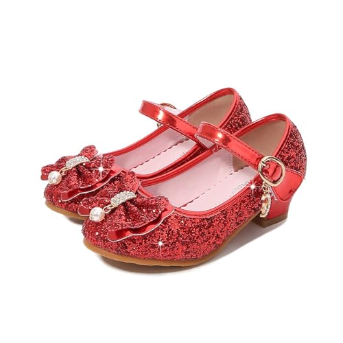 Glitzer Kinder Tanzschuhe Kinderschuhe Mädchen Pailletten Glitzernde Prinzessin Kleid Schuhe Slipper Schule Performance Schuhe Kinder Kleinkinder Lila Schuh(Red,31) von GSJNHY