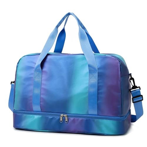 Reise Seesack Frauen Sporttasche Reise Fitness Taschen for Schuhe Outdoor Schulter Sporttasche Täglich Trocken Nass Handtaschen für Herren, Dame, Camping, Wandern (Color : Blue) von GSJNHY