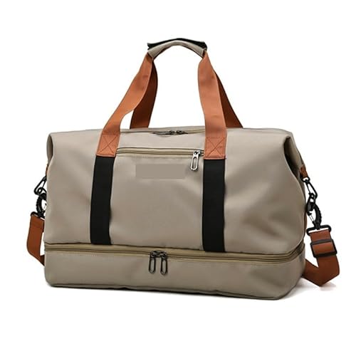 Reise Seesack Oxford Reisetasche Handtaschen Große Kapazität Handgepäck Taschen Männer Frauen Schulter Outdoor Tote Wochenende wasserdichte Tasche für Herren, Dame, Camping, Wandern (Color : Khaki 2 von GSJNHY