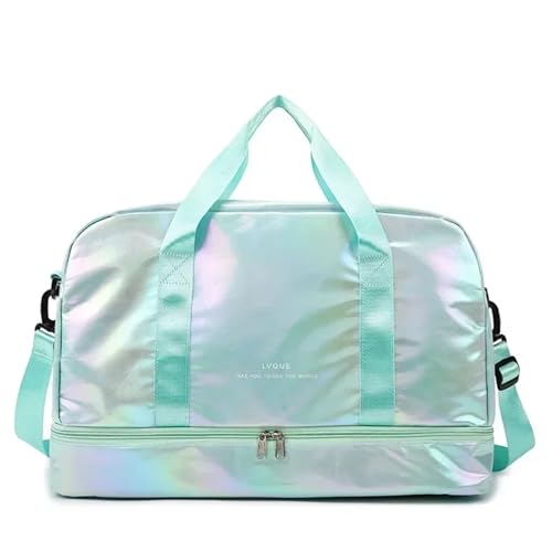 Reise Seesack Reisetaschen mit großer Kapazität, wasserdichte Tragetasche, Reisetasche for Damen, Damen-Yoga-Fitness-Taschen mit Schuhfach für Herren, Dame, Camping, Wandern (Color : Green) von GSJNHY