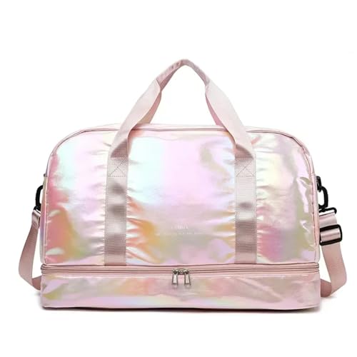 Reise Seesack Reisetaschen mit großer Kapazität, wasserdichte Tragetasche, Reisetasche for Damen, Damen-Yoga-Fitness-Taschen mit Schuhfach für Herren, Dame, Camping, Wandern (Color : Pink) von GSJNHY