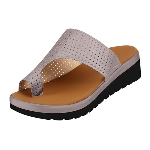 GTTGHJ6DHY Sommer Damen PU Leder Freizeit Fischmaul Dicke Sohle Atmungsaktiv Hohl Set von Zehen Hausschuhe Anti-Rutsch Verschleißfest Strandkleidung Outdoor Sandalen, braun, 38 EU von GTTGHJ6DHY