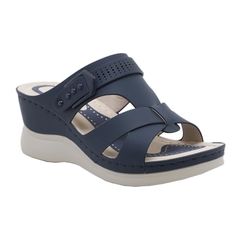 GTTGHJ6DHY Sommer Damen PU-Leder Freizeit Sport Fischmaul Sandalen Anti-Rutsch Verschleißfest Strand Draußen Tragen Sandalen,Schwarz,36 von GTTGHJ6DHY