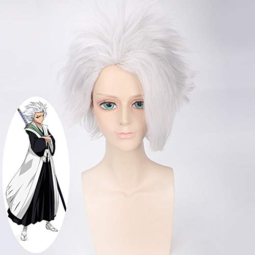 Cosplay Perücke-Anime BLEACH Hitsugaya Toushirou Silber Weiß kurze Perücke Cosplay Männer Frauen hitzebeständige synthetische Haar - Perücken BLEACH von GUANBBD