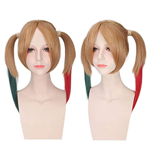 Cosplay Perücke Anime Film Selbstmordkommando Joker Harleen Quinzel Perücke Cosplay Kostüm Doppel Pferdeschwanz Synthetisches Langes Haar Für Frauen Party Perücken Dm682 von GUANBBD