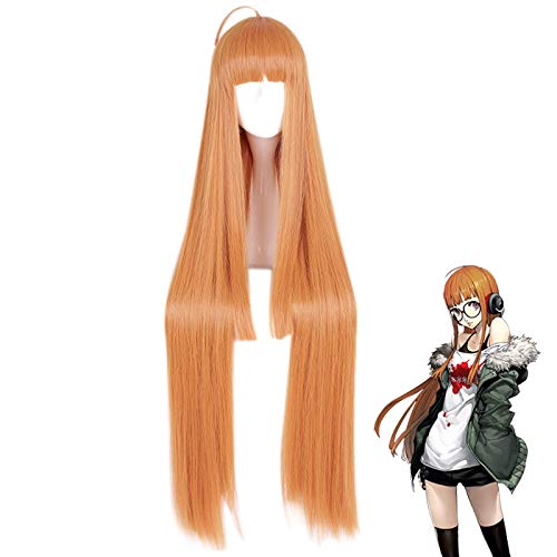 Cosplay Perücke Anime Persona 5 Futaba Sakura Wig Cosplay Costume Women Long Synthetic Hair Halloween Party Role Play Wigs Wig-661H von GUANBBD