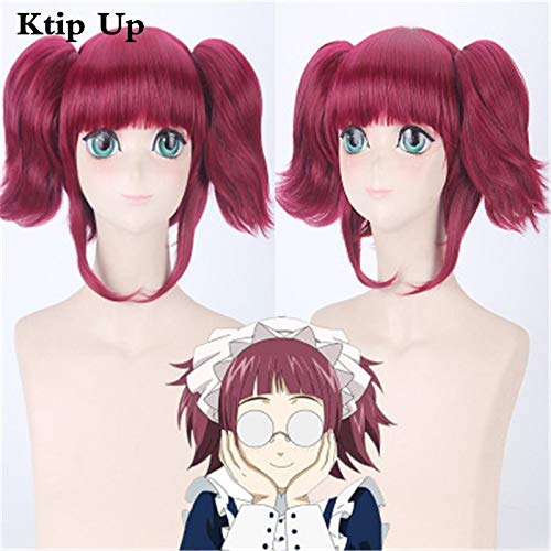 Cosplay Perücke Anime Perücke Schwarz Butler Mey Rin Cosplay Perücke Synthetisches Haar für Frauen Party Kostüm Perücken mit Doppel Pferdeschwanz von GUANBBD