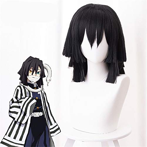 Cosplay Perücke-Dämonentöter: Kimetsu no Yaiba Iguro Obanai Cosplay Perücke Schwarzes Kunsthaar Halloween Kopfbedeckung Cosplay Perücke-Dämonentöter: Kimetsu no Yaiba Iguro Obanai Cosplay Perücke Schwarzes Kunsthaar Halloween Kopfbedeckung von GUANBBD