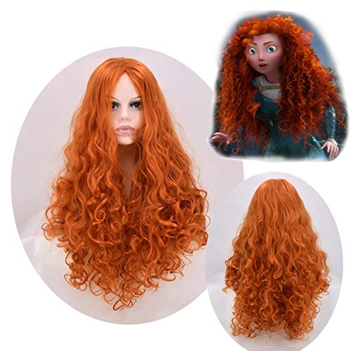 Cosplay Perücke Film Tapfere Prinzessin Merida Perücke Cosplay Kostüme Mei lida Langes lockiges Kunsthaar Halloween Party Rollenspiel Perücken für Frauen von GUANBBD