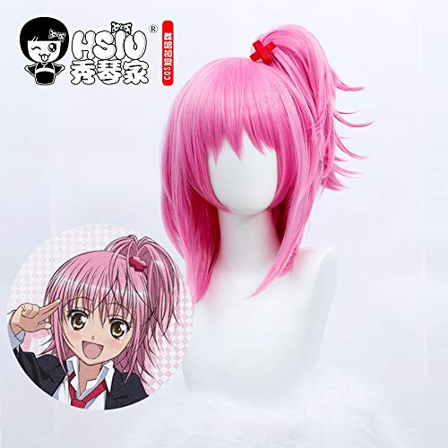 Cosplay Perücke-HSIU Anime Guardian Schatz Cosplay Amu Hinamori Cosplay Perücke Mädchen rosa Hohe Pferdeschwanz kurze Haare von GUANBBD