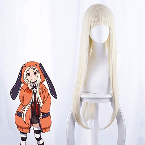 Cosplay Perücke-Kakegurui xx Yomoduki Runa Cosplay Perücke für Frauen Mädchen 80cm lange gerade Anime Perücke Hitzebeständige Kunsthaar Party Perücke Blond Yomoduki Runa von GUANBBD