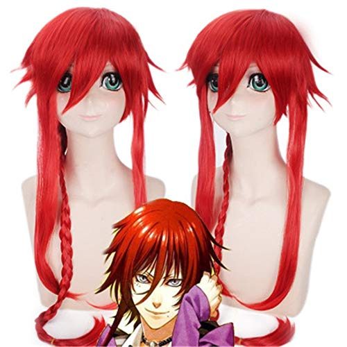 Cosplay Perücke Kamigami No Asobi Loki Laevatein Cosplay Perücken Für Frauen Mann Unisex Rot Langes Geflecht Synthetisches Haar Anime Kostüm Perücke von GUANBBD