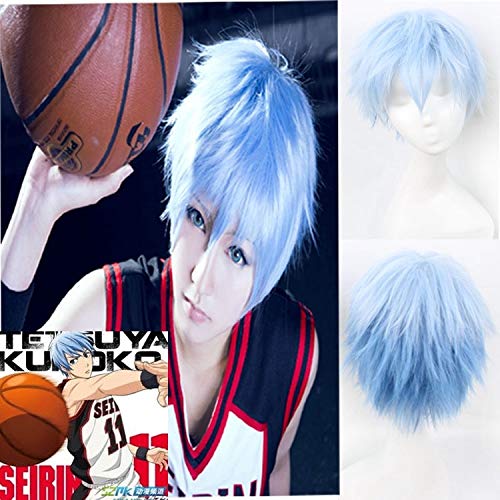 Cosplay Perücke-Kuroko Kein Basketball Kuroko Tetsuya 30cm Blau Kurz Gerade Anime Cosplay Perücken Mann Hochwertiges hitzebeständiges Kunsthaar von GUANBBD