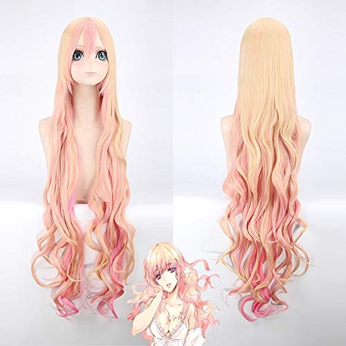 Cosplay Perücke-Macross F Sheryl Nome für Frauen Lange lockige gewellte Cosplay Perücken 120cm Hochwertige hitzebeständige synthetische Haarperücke Anime Pink von GUANBBD