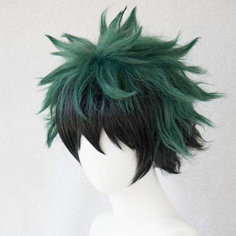 Cosplay Perücke-Mein Held Academia Midoriya Izuku Grün Schwarz Kurze Perücke Cosplay Kostüm Boku kein Held Academia Hitzebeständiges Haar Männer Frauen Perücken Grün Schwarz von GUANBBD