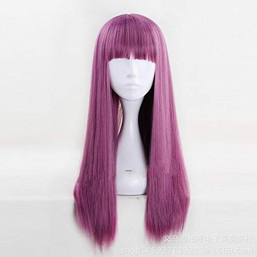 Cosplay Perücke-Nachkommen 2 Mal 60cm Lila Mix Straight Flat Bangs Synthetische Cosplay Perücke Damen Halloween Party Perücken+Perückenkappe Lila von GUANBBD