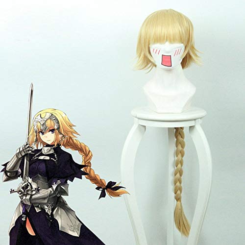 Cosplay Perücke Schicksal/Großer Orden Jeanne d'Arc Jeanne d'Arc 100 cm lange gerade Cosplay Perücke für Frauen Anime Kunsthaar Perücke Gold geflochtenes Lineal von GUANBBD