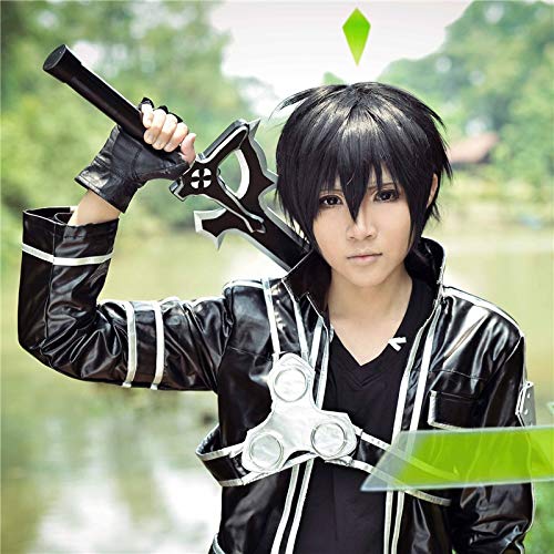 Cosplay Perücke Schwert Kunst Online Kirigaya Kazuto Perücke Cosplay Kostüm Sao Kirito Männer Frauen Kurz Schwarz Synthetisches Haar Party Rollenspiel Perücken von GUANBBD