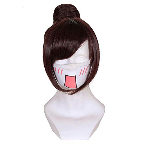 Cosplay Perücke-Spiel Cosplay Perücke 35cm rote kurze gerade synthetische Haar Overwatch Mei Perücke mit Brötchen Frauen Mädchen Weihnachten Holloween Geschenk Mei von GUANBBD