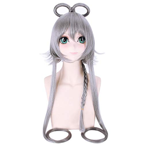 Cosplay Perücke-Vocaloid Luo Tianyi Frauen Silber Grau Lange Perücke Cosplay Kostüm YAYIN GONGYU Hitzebeständige synthetische Haare Cosplay Perücken von GUANBBD