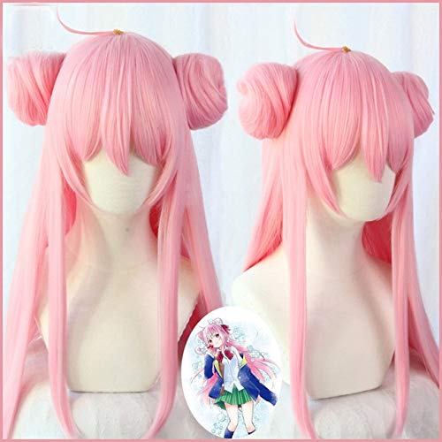 Cosplay Perücke-glückliches Zuckerleben Matsuzaka Satou Cosplay Perücken 80cm langes glattes hitzebeständiges Kunsthaar für Frauen Mädchen Anime Perücke rosa Matsuzaka Satou von GUANBBD