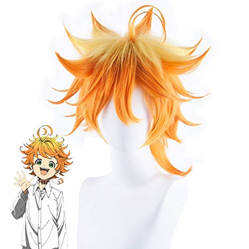 GUANBBD Anime Cosplay Perücke Anime Yakusoku keine Neverland Frauen Orange Cosplay Perücke Die versprochene Neverland Emma Cosplay mit Haarnetz Orange von GUANBBD