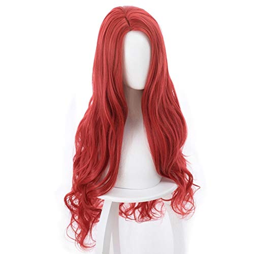 GUANBBD Aquaman Mera Cosplay Perücke Amerikanischer Anime Film 85cm lang Curly Wavy Heat Resistant Synthetic Hair Frauen Kostüm Party Perücke Red Mera von GUANBBD