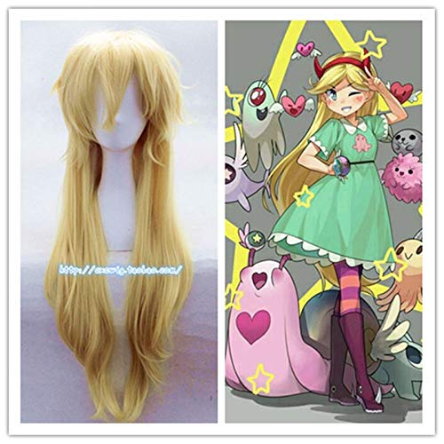 GUANBBD Cartoon Movie Star gegen die Kräfte des Bösen Prinzessin Star Butterfly Cosplay Perücke Frauen Star Butterfly Rollenspiel Lange Haare Perücke von GUANBBD