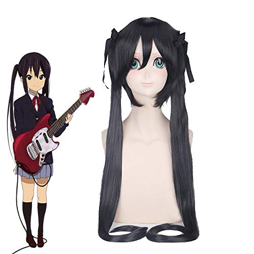 GUANBBD Cosplay Perücke-Anime K-ON! Nakano Azusa lange schwarze Perücke Cosplay Kostüm Frauen hitzebeständige synthetische Haarperücken Nakano Azusa von GUANBBD