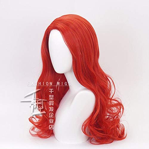 GUANBBD Cosplay Perücke-Aquaman Mera Cosplay Perücke Amerikanischer Anime Film 85cm lang Curly Wavy Heat Resistant Synthetic Hair Frauen Kostüm Perücke Rot+Perücke Cap Rot von GUANBBD