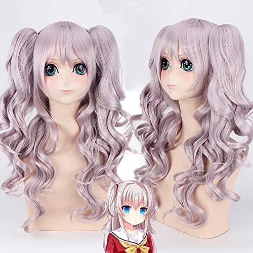 GUANBBD Cosplay Perücke-Charlotte Tomori Nao 70cm lange lockige gewellte Cosplay Perücke für Frauen weibliche hochwertige hitzebeständige synthetische Haare lila Anime von GUANBBD