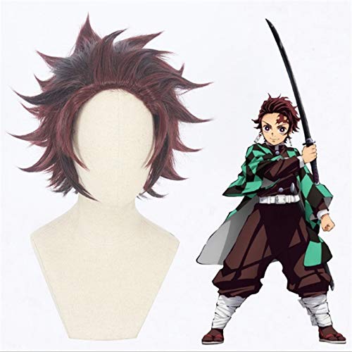 GUANBBD Cosplay Perücke-Cosplay Perücken Dämonentöter: Kimetsu no Yaiba Hashibira Inosuke Tomioka Giyuu Agatsuma Zenits Nezuko Muichirou Tanjirou Rollenperücken Kamado Tanjirou von GUANBBD