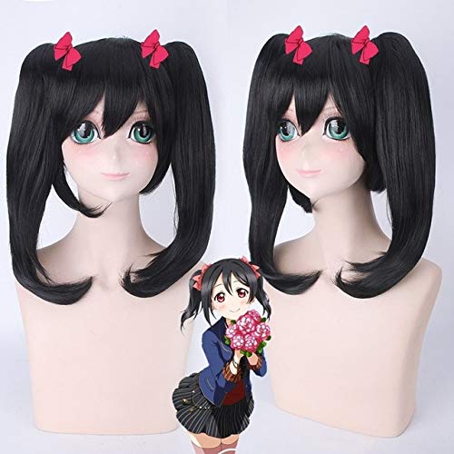 GUANBBD Cosplay Perücke-Liebesleben! Nico Yazawa Cosplay Perücken für Frauen Universal Anime Cartoon Perücken Schwarz mit zwei langen geraden Pferdeschwanz Pferdeschwanz von GUANBBD